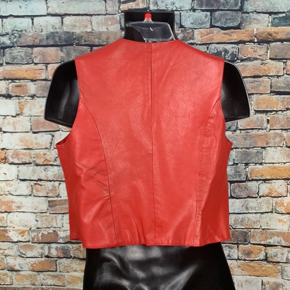 New Identity burnt orange zip up leather vest  sz L - Picture 2 of 4
